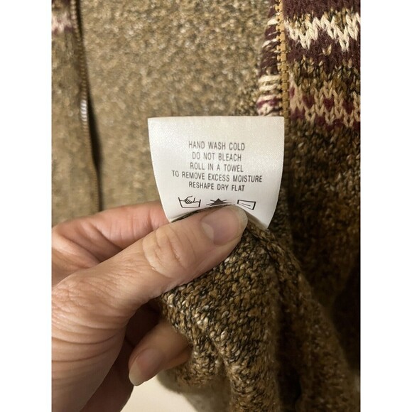 Vintage Woolrich Sweater Fall Leaves Womens Full Zip Brown Ladies size large - Picture 7 of 8